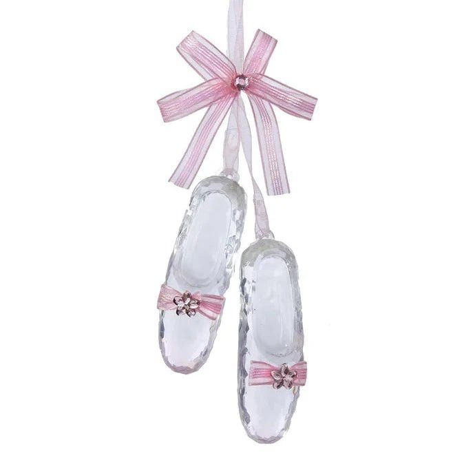 Pink Ballet Shoes with Bow and Jewel Acrylic Ornament