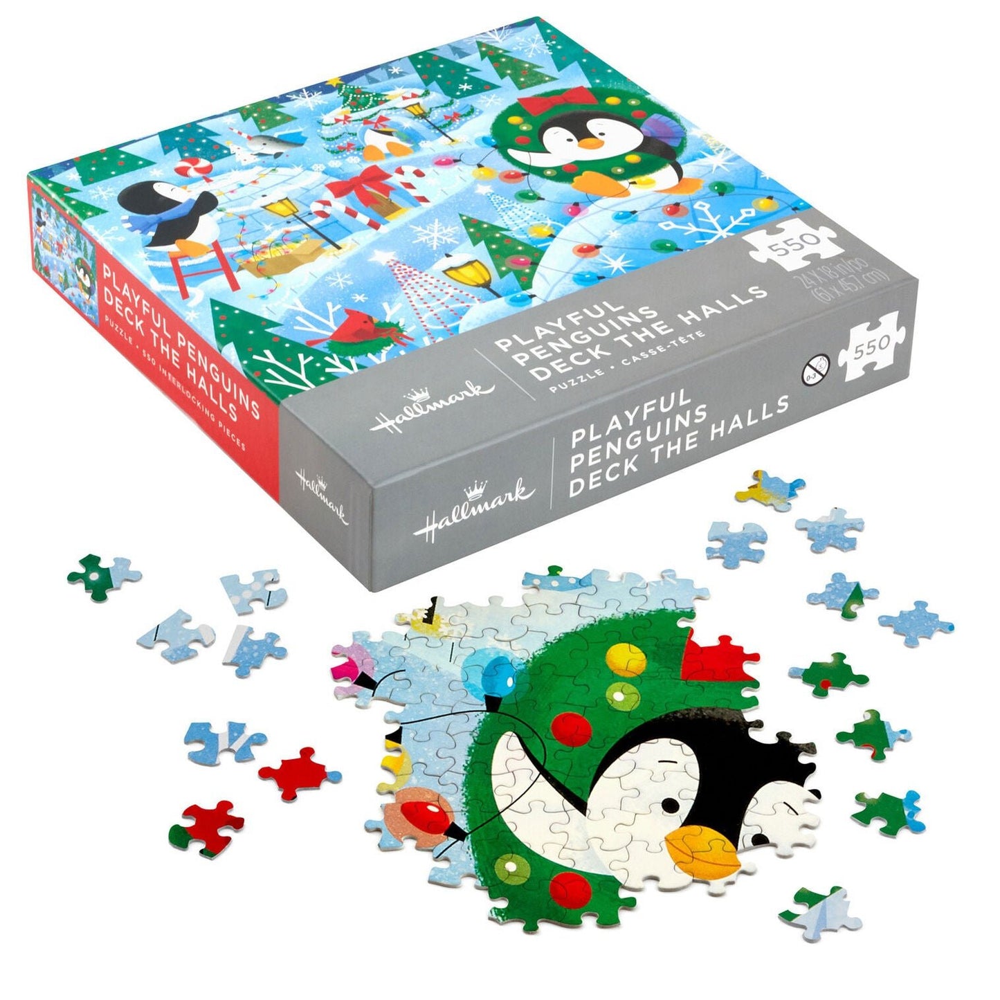 Playful Penguins Deck the Halls Jigsaw Puzzle, 550 Pieces