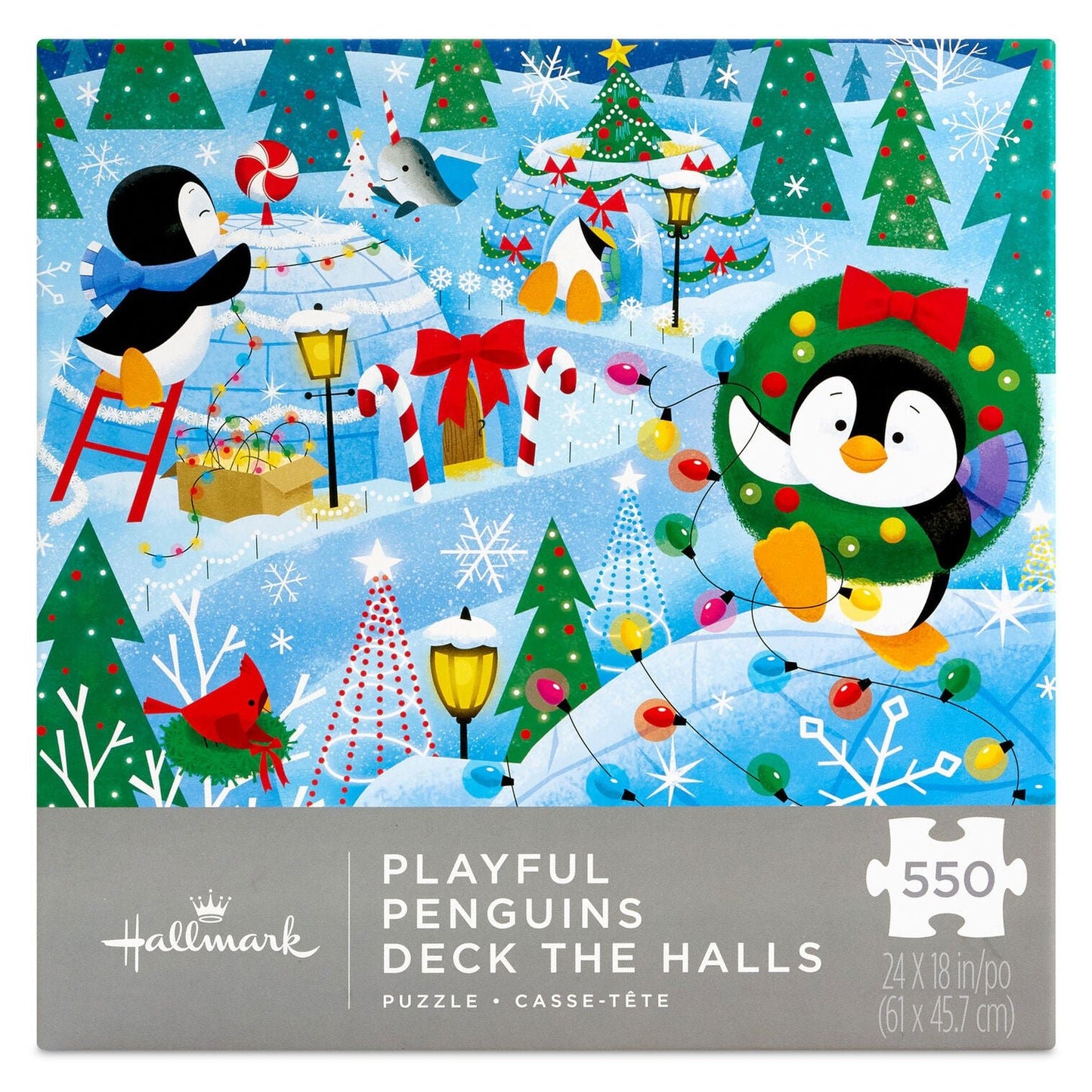 Playful Penguins Deck the Halls Jigsaw Puzzle, 550 Pieces