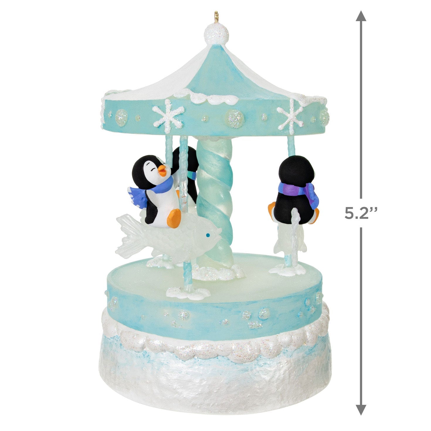 Playful Penguins on Carousel Musical 2024 Keepsake Ornament and Motion