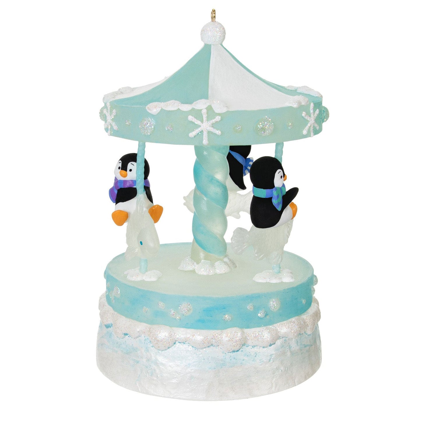 Playful Penguins on Carousel Musical 2024 Keepsake Ornament and Motion