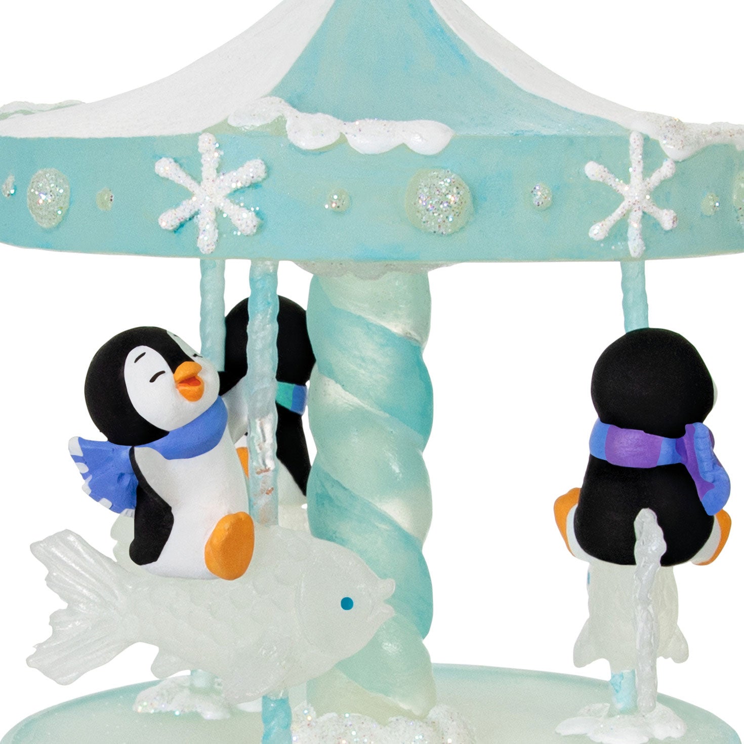 Playful Penguins on Carousel Musical 2024 Keepsake Ornament and Motion