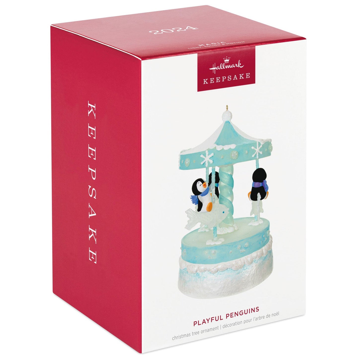 Playful Penguins on Carousel Musical 2024 Keepsake Ornament and Motion