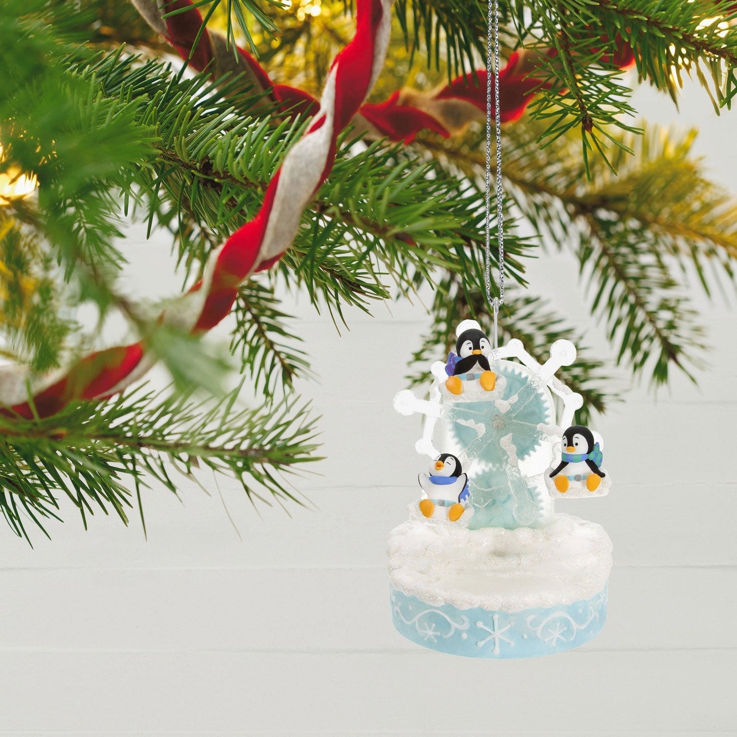 Playful Penguins on Ferris Wheel Musical, 2023 Keepsake Ornament With Light and Motion