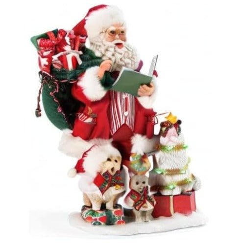Possible Dreams Santa and his Pets Kitten Carols Lit Figurine, 10.5"