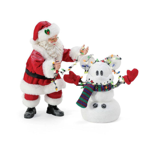 Possible Dreams Santa and Snowman Mickey Mouse Creating Magic Lit Figurine Set, 10 Inch