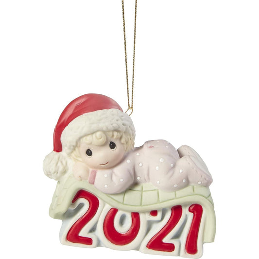 Precious Moments 2021 Baby's 1st Christmas Dated Girl Ornament