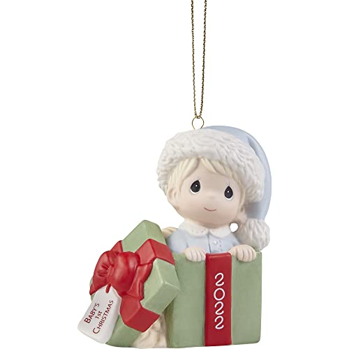 Precious Moments 221006 Baby?ÇÖs First Christmas 2022 Dated Boy Bisque Porcelain Ornament