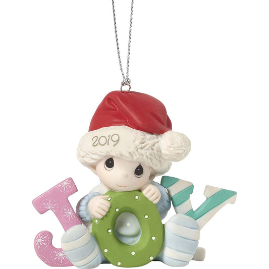 Precious Moments Baby's First Christmas 2019 Dated Bisque Porcelain Boy 191006 Ornament, One Size, Multi