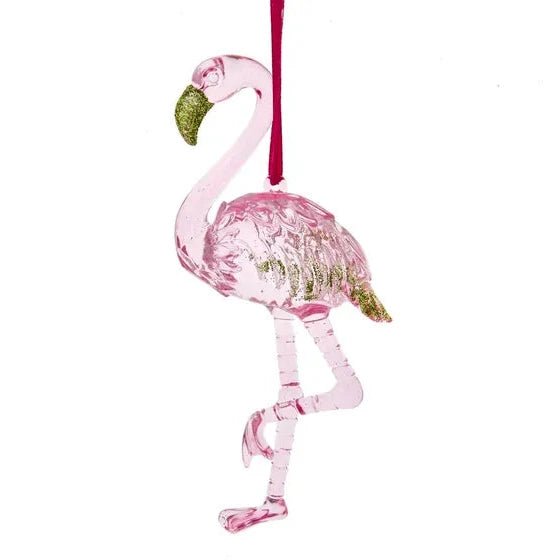 Preppy Christmas Pink Flamingo Ornament