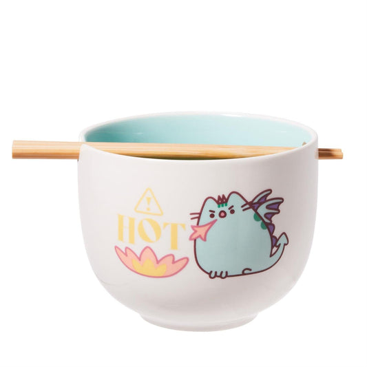 Pusheen Dragon Spicy Hot Ramen Soup Bowl with Chopsticks, 24 Ounce