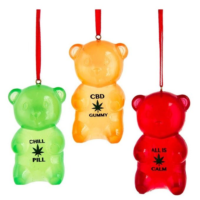 Red, Green and Orange CBD Gummies Ornaments (Set of 3)