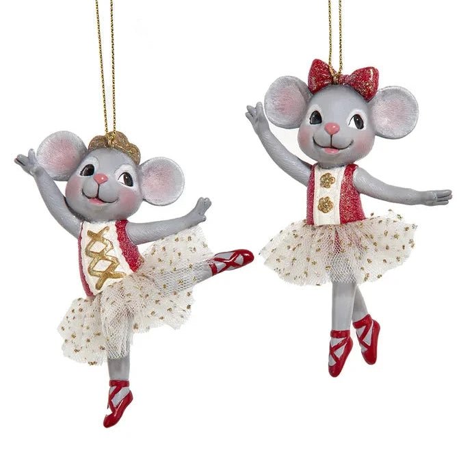 Red Mouse Ballet Ornaments, Set of 2