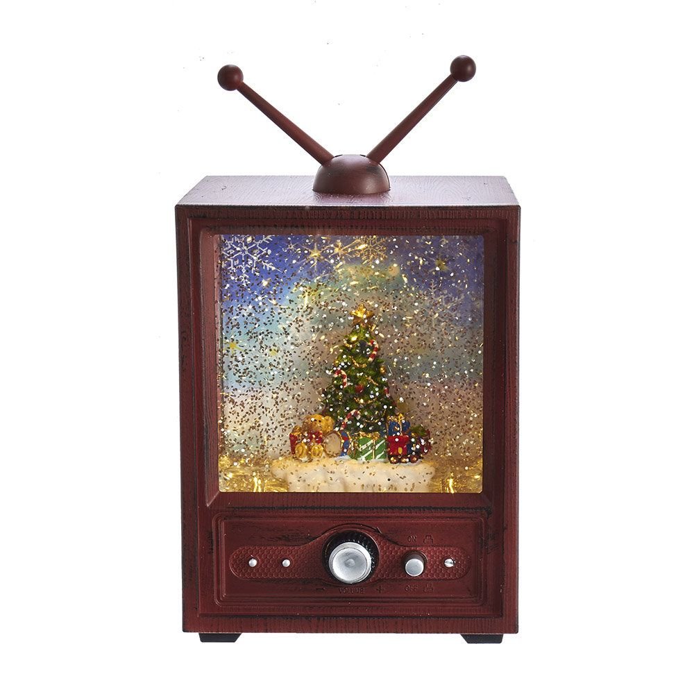 Retro TV Christmas Light-Up Snow Globe with Music