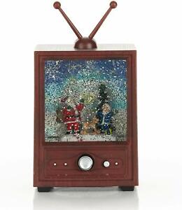 Retro TV Christmas Light-Up Snow Globe with Music