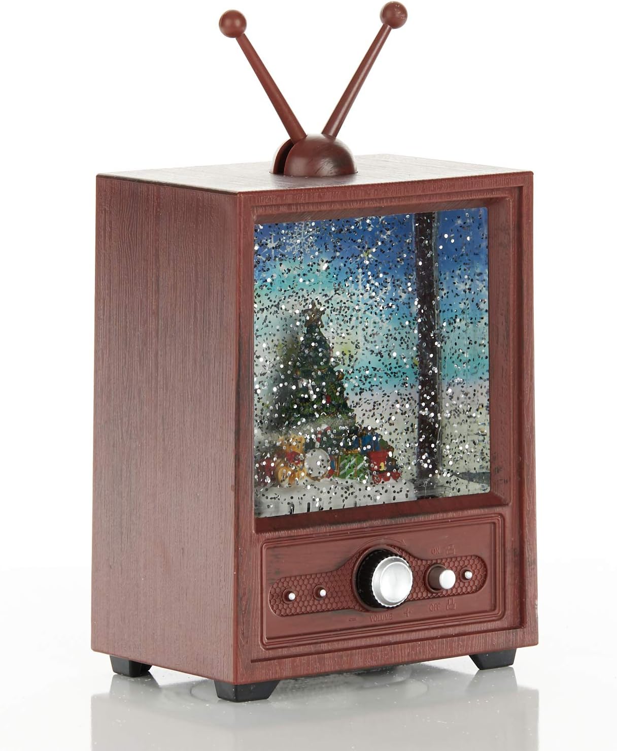 Retro TV Christmas Light-Up Snow Globe with Music