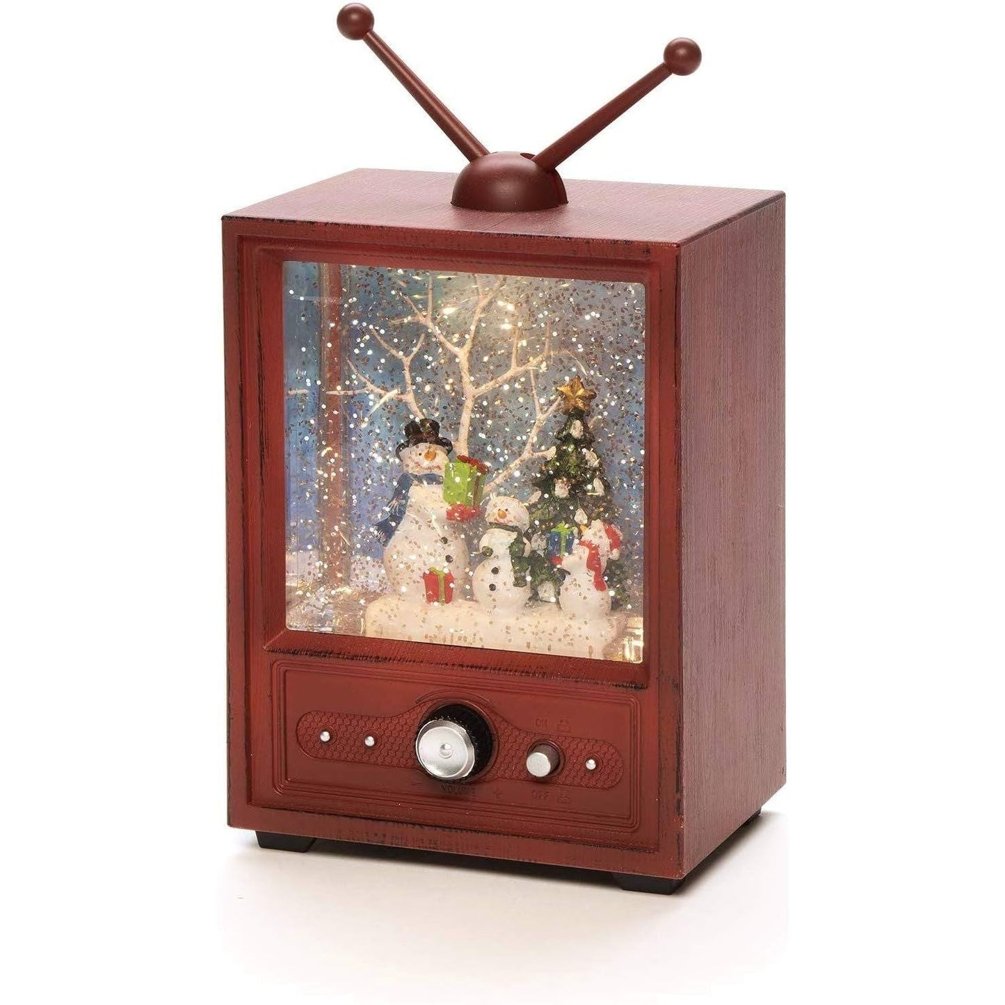 Retro TV Christmas Light-Up Snow Globe with Music