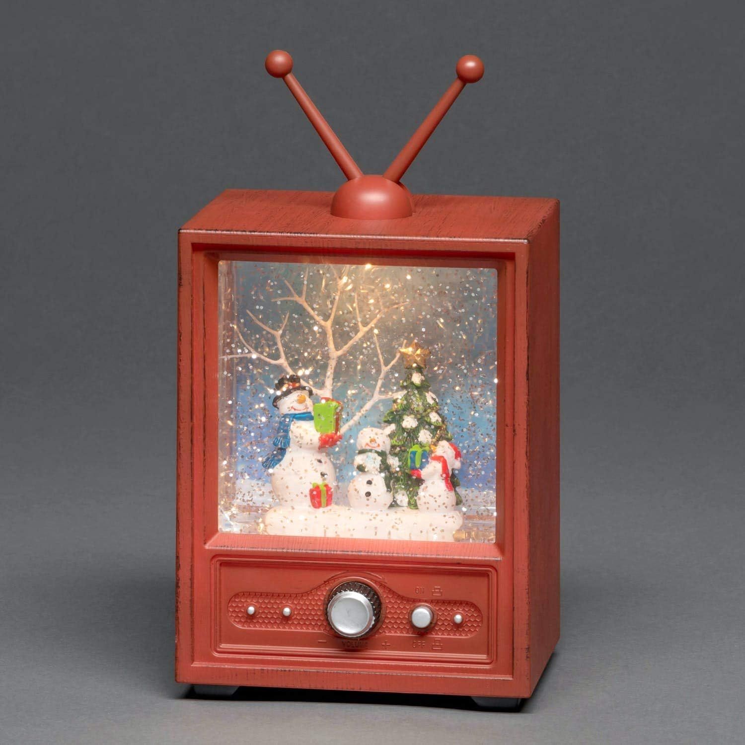 Retro TV Christmas Light-Up Snow Globe with Music