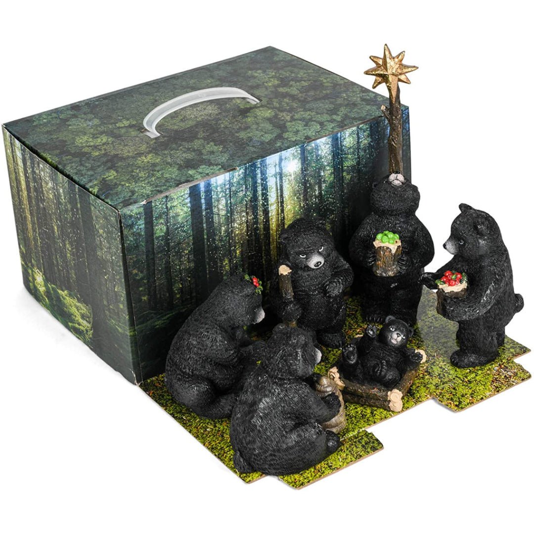 Roman Holidays Black Bear Nativity Pageant Figurine 6 Piece Set