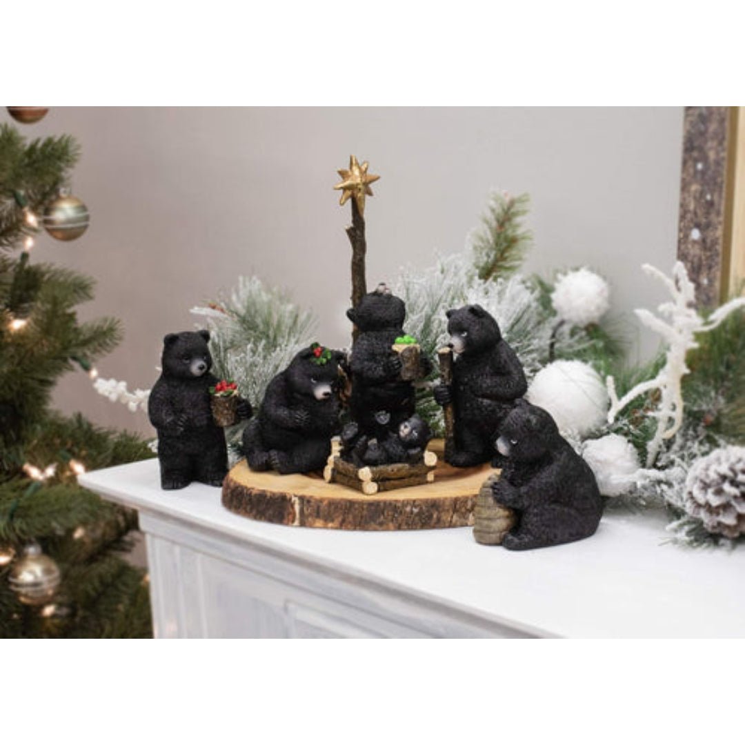 Roman Holidays Black Bear Nativity Pageant Figurine 6 Piece Set