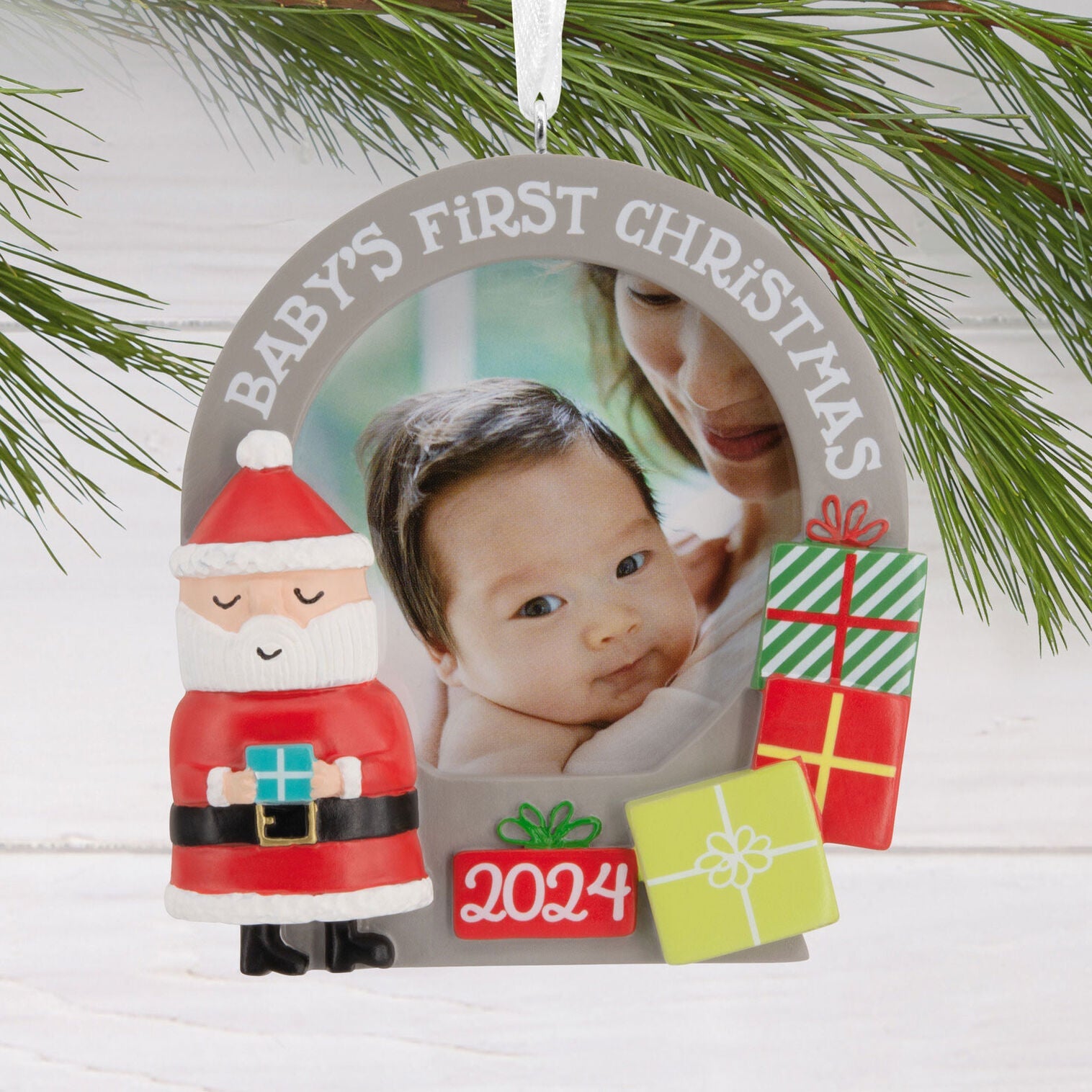 Santa and Presents Baby's First Christmas 2024 Photo Frame Hallmark Ornament