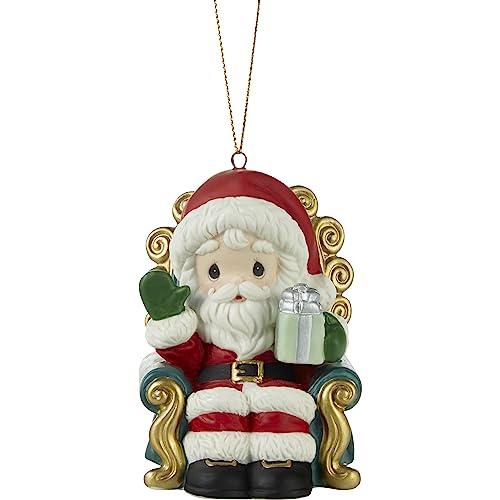 Santa’s Here Bringing Cheer Annual Santa Bisque Porcelain Ornament