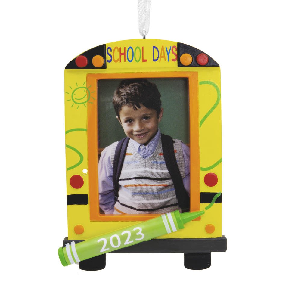 School Bus 2023 Photo Frame Christmas Ornament