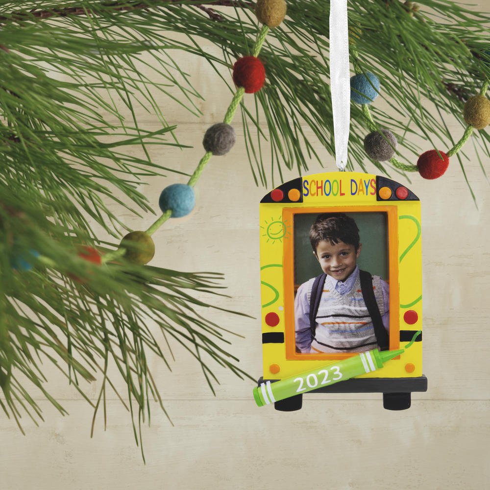 School Bus 2023 Photo Frame Christmas Ornament