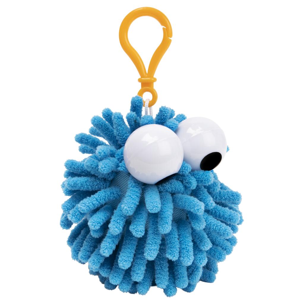 Sesame Street Plush Cookie Monster Fuzzy Pom Backpack Clip, 2.5"