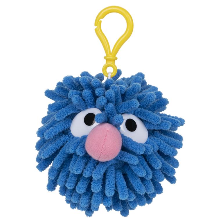 Sesame Street Plush Grover Fuzzy Pom Backpack Clip, 2.5"