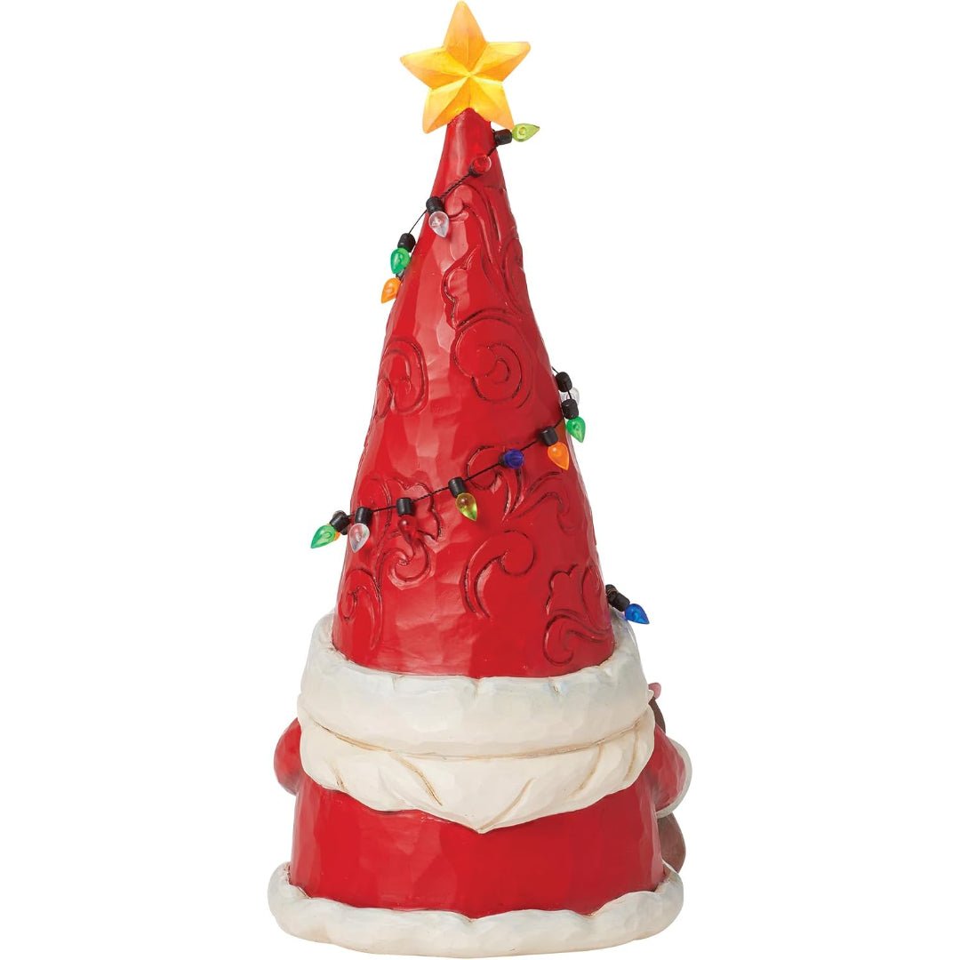 Shore Heartwood Creek Gnome Santa Wrapped in Lights Lit Figurine, 9.25"