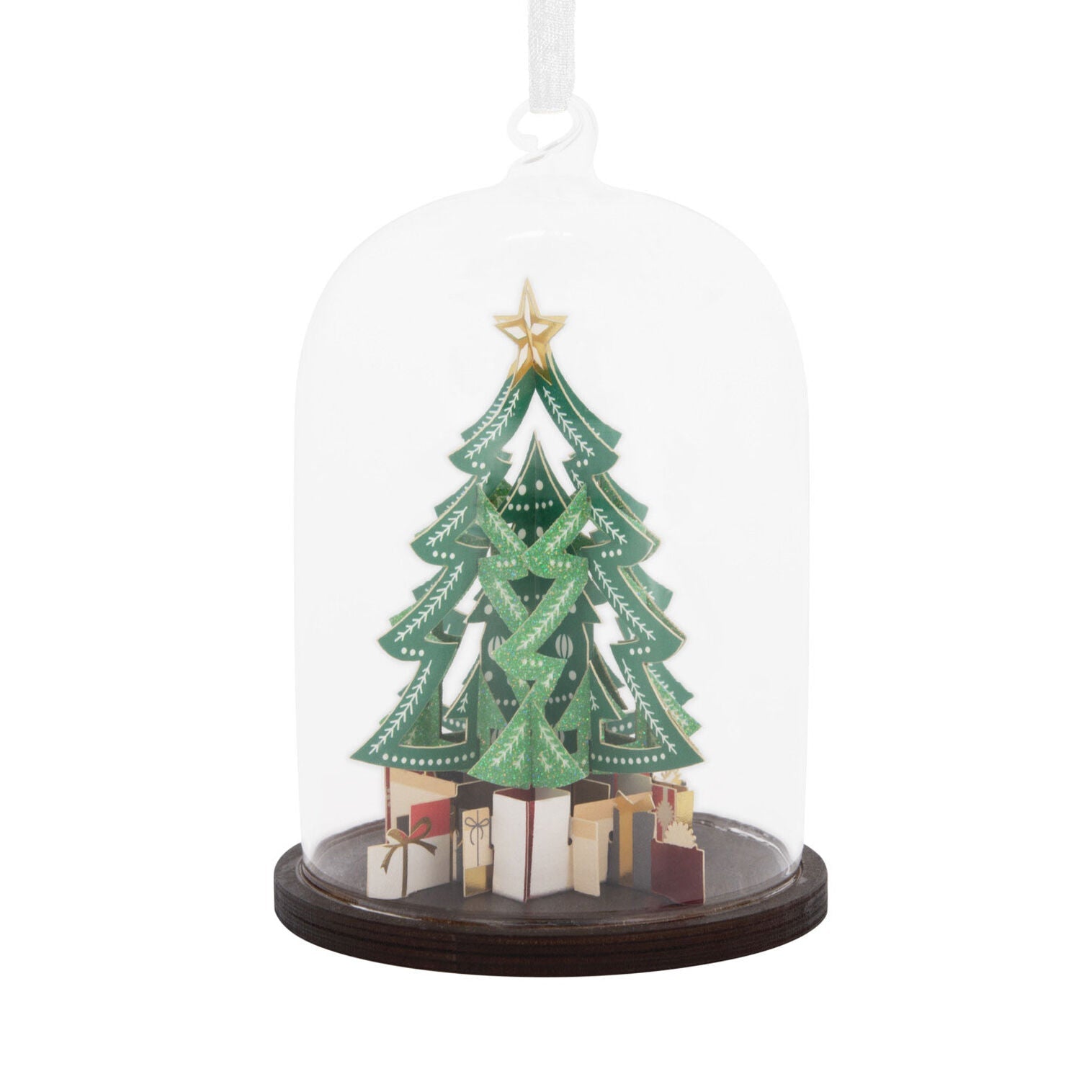 Signature Christmas Tree Cloche Glass and Paper Hallmark Ornament