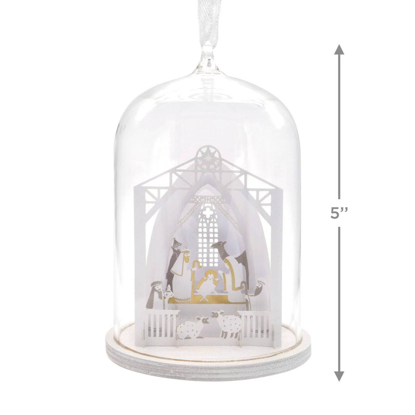 Signature Nativity Cloche Glass and Paper Hallmark Ornament