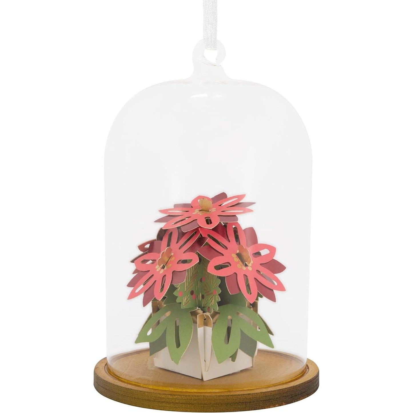 Signature Paper Wonder Glass Cloche Poinsettias Hallmark Ornament