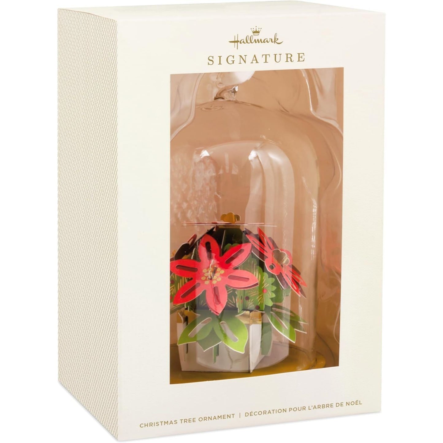 Signature Paper Wonder Glass Cloche Poinsettias Hallmark Ornament