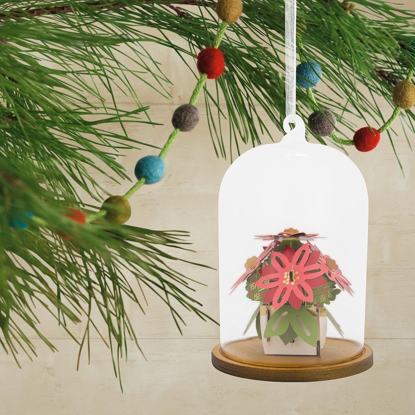 Signature Paper Wonder Glass Cloche Poinsettias Hallmark Ornament