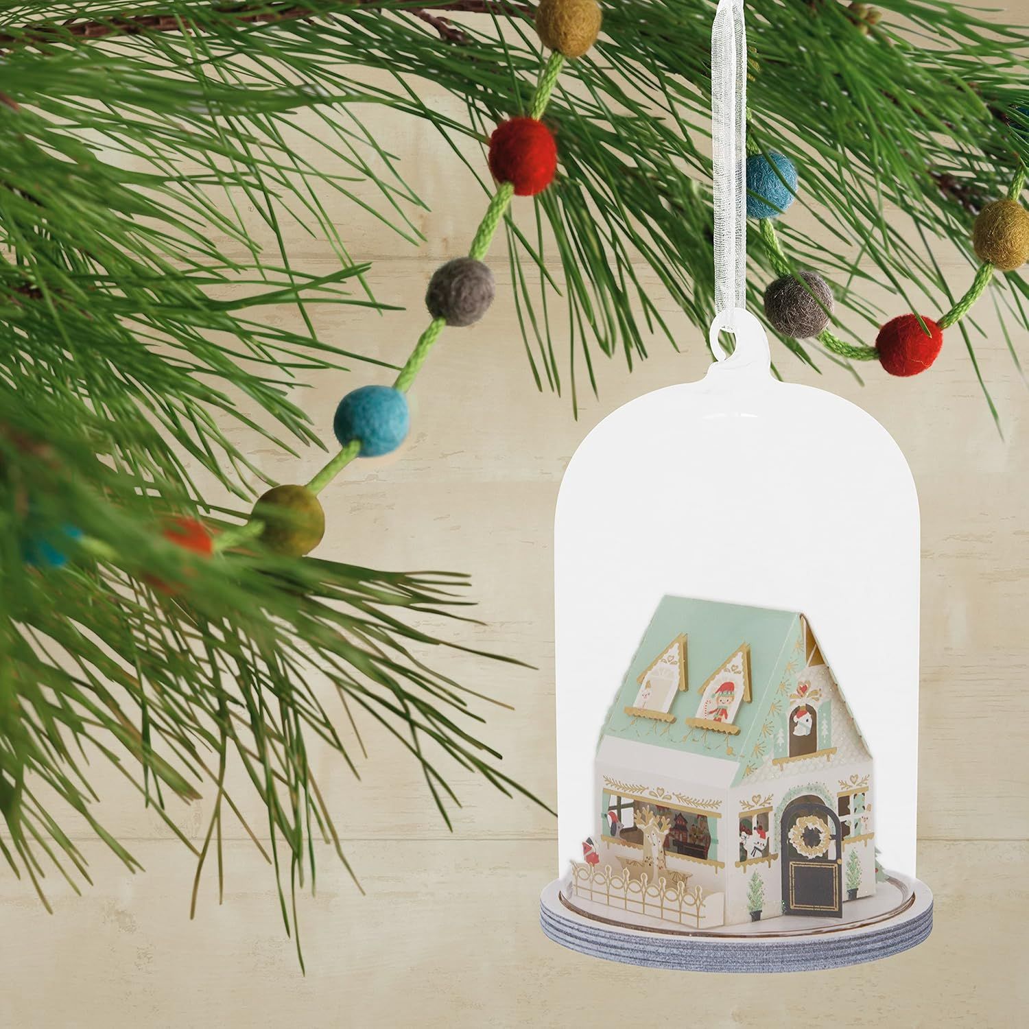 Signature Paper Wonder Glass Cloche Santa's House Hallmark Ornament