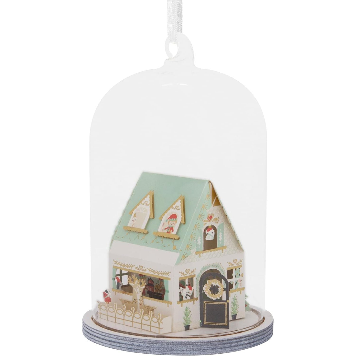 Signature Paper Wonder Glass Cloche Santa's House Hallmark Ornament