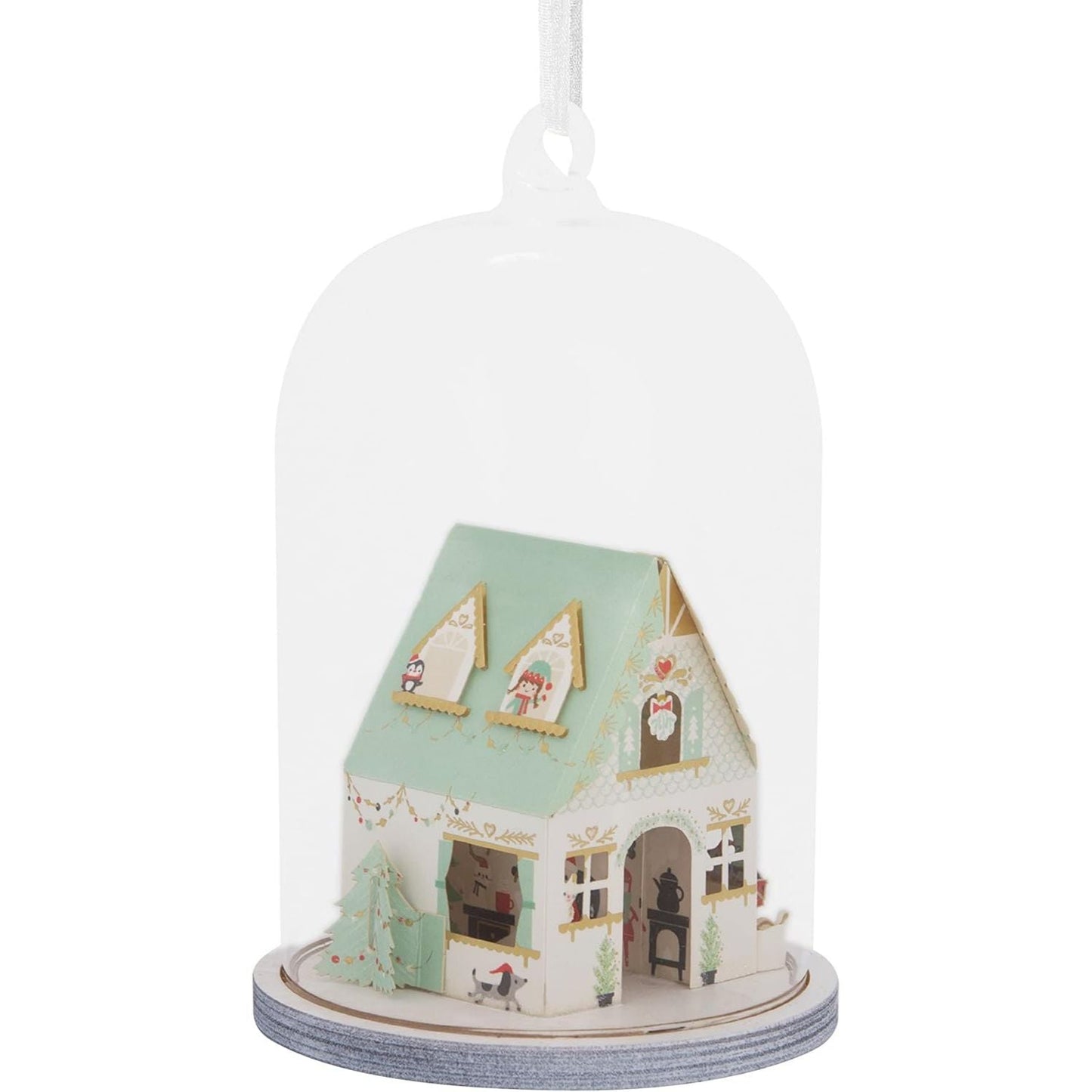 Signature Paper Wonder Glass Cloche Santa's House Hallmark Ornament