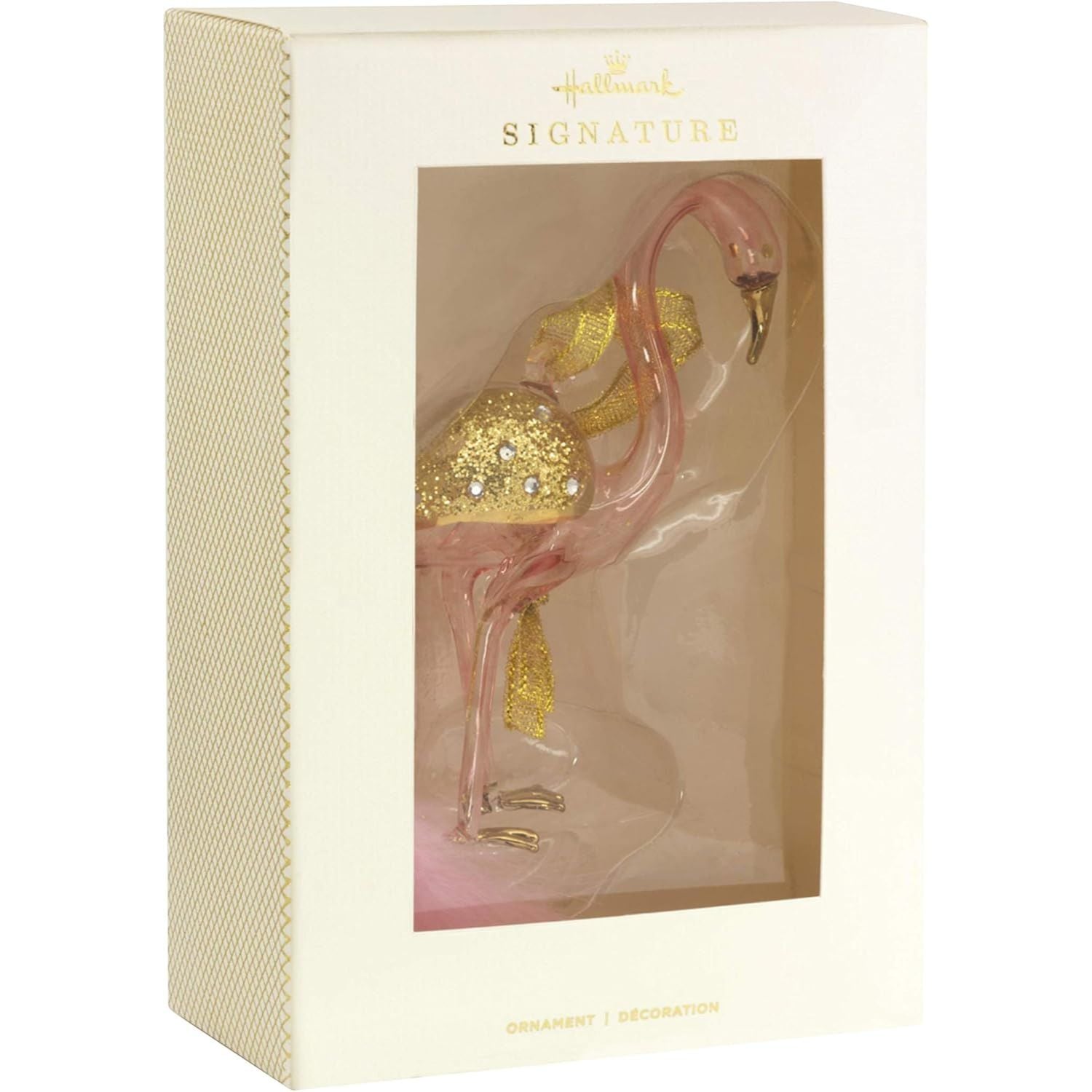 Signature Pink Flamingo Glass Hallmark Ornament