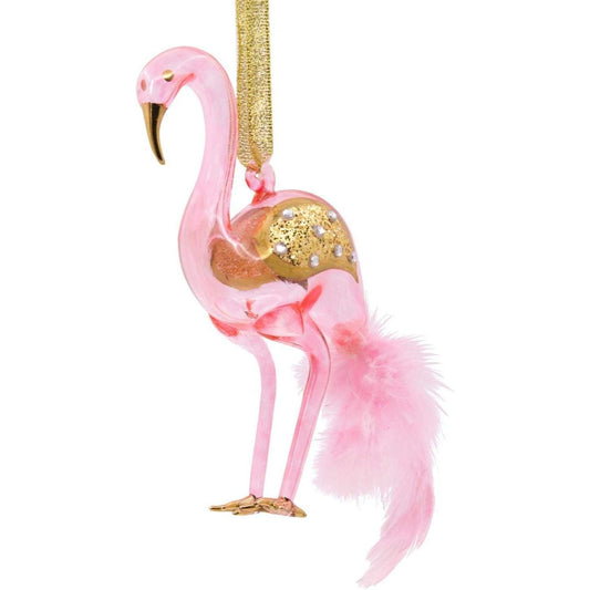 Signature Pink Flamingo Glass Hallmark Ornament