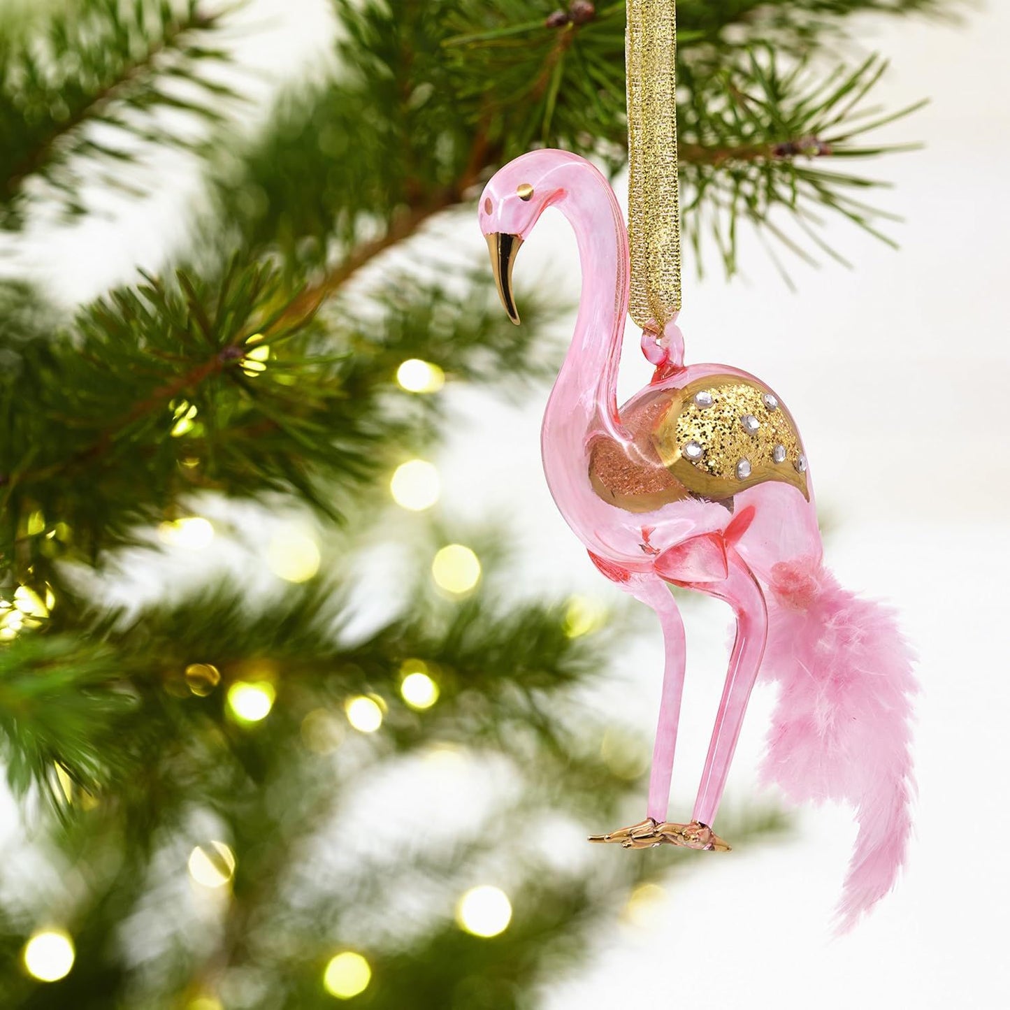 Signature Pink Flamingo Glass Hallmark Ornament