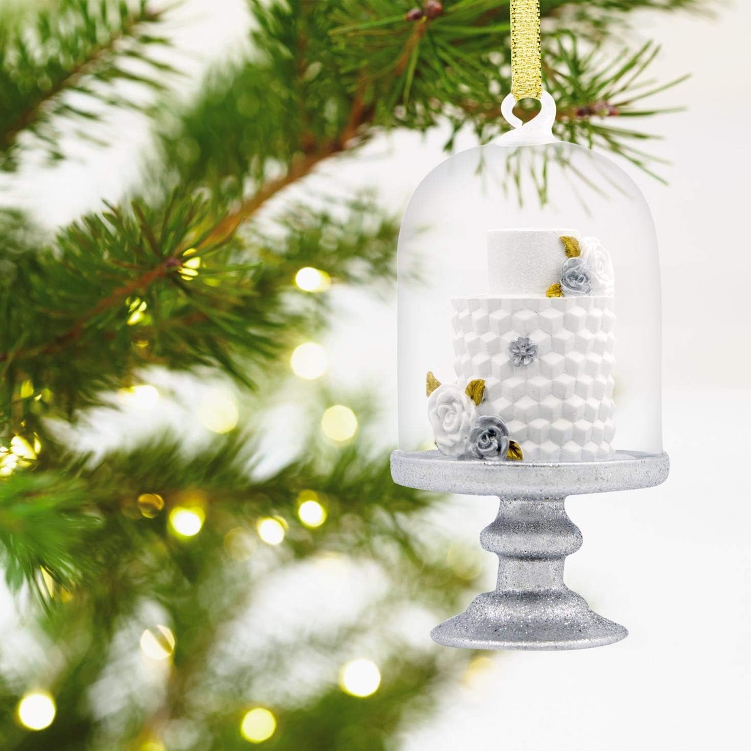 Signature Wedding Cake in Cloche Hallmark Ornament