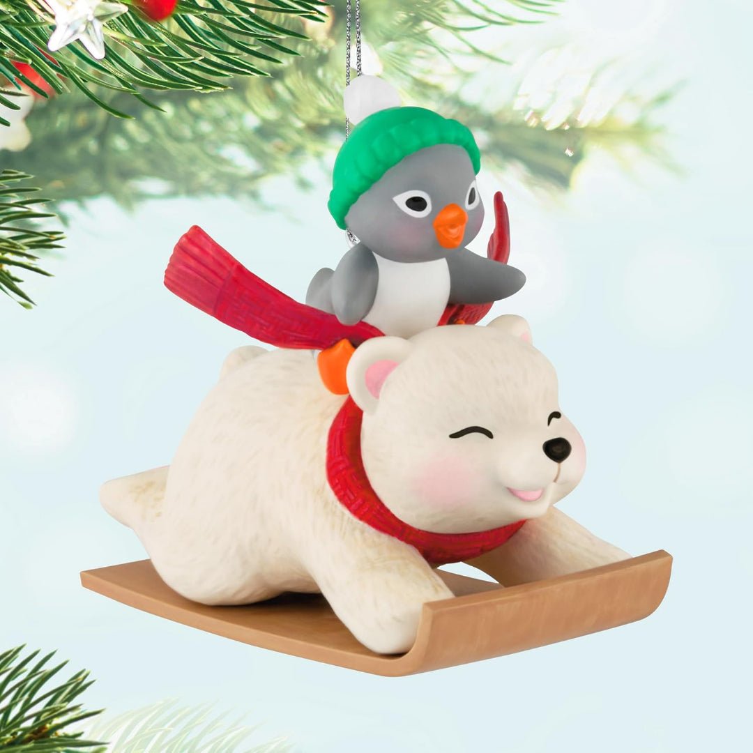 Sledding Sidekicks 25th in the Snowball and Tuxedo series 2025 Keepsake Ornament
