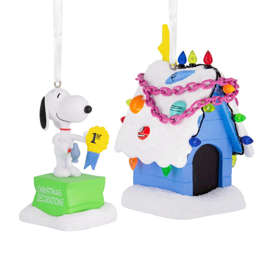 Snoopy and Doghouse Peanuts Hallmark Ornaments, Set of 2