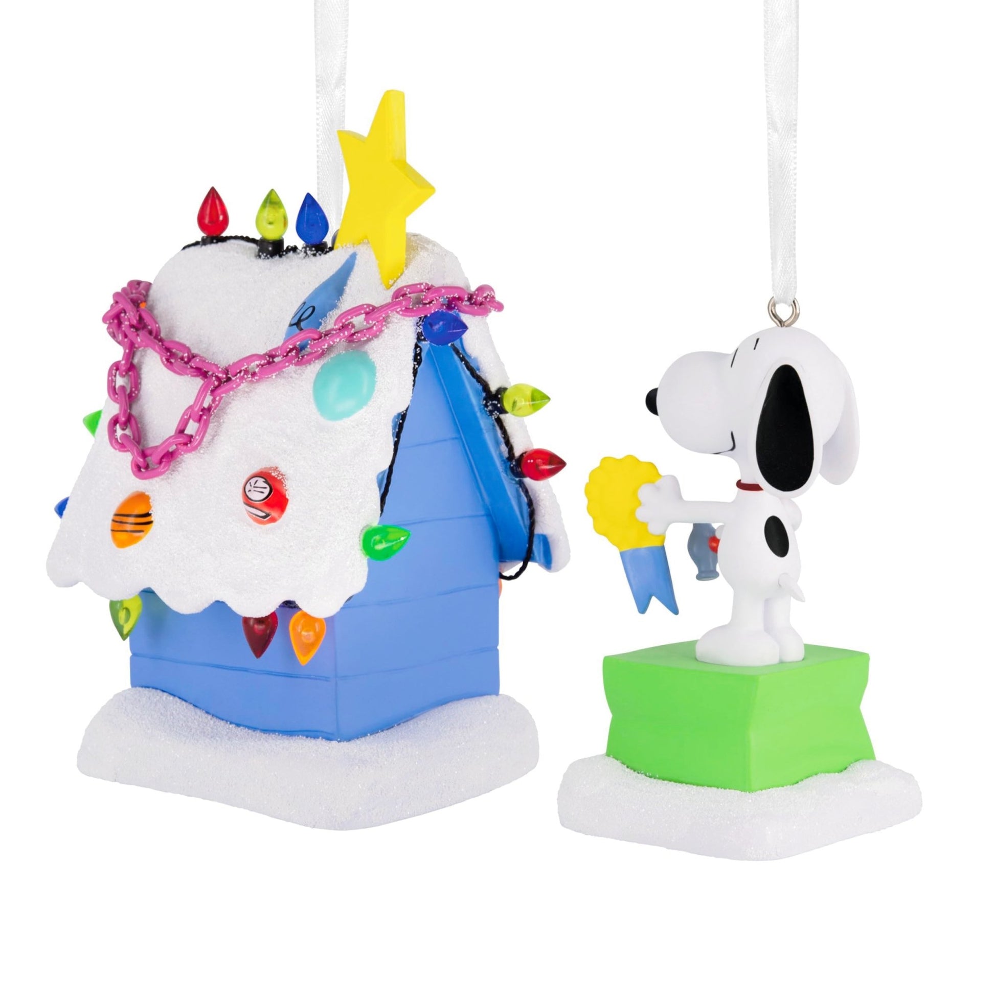 Snoopy and Doghouse Peanuts Hallmark Ornaments, Set of 2