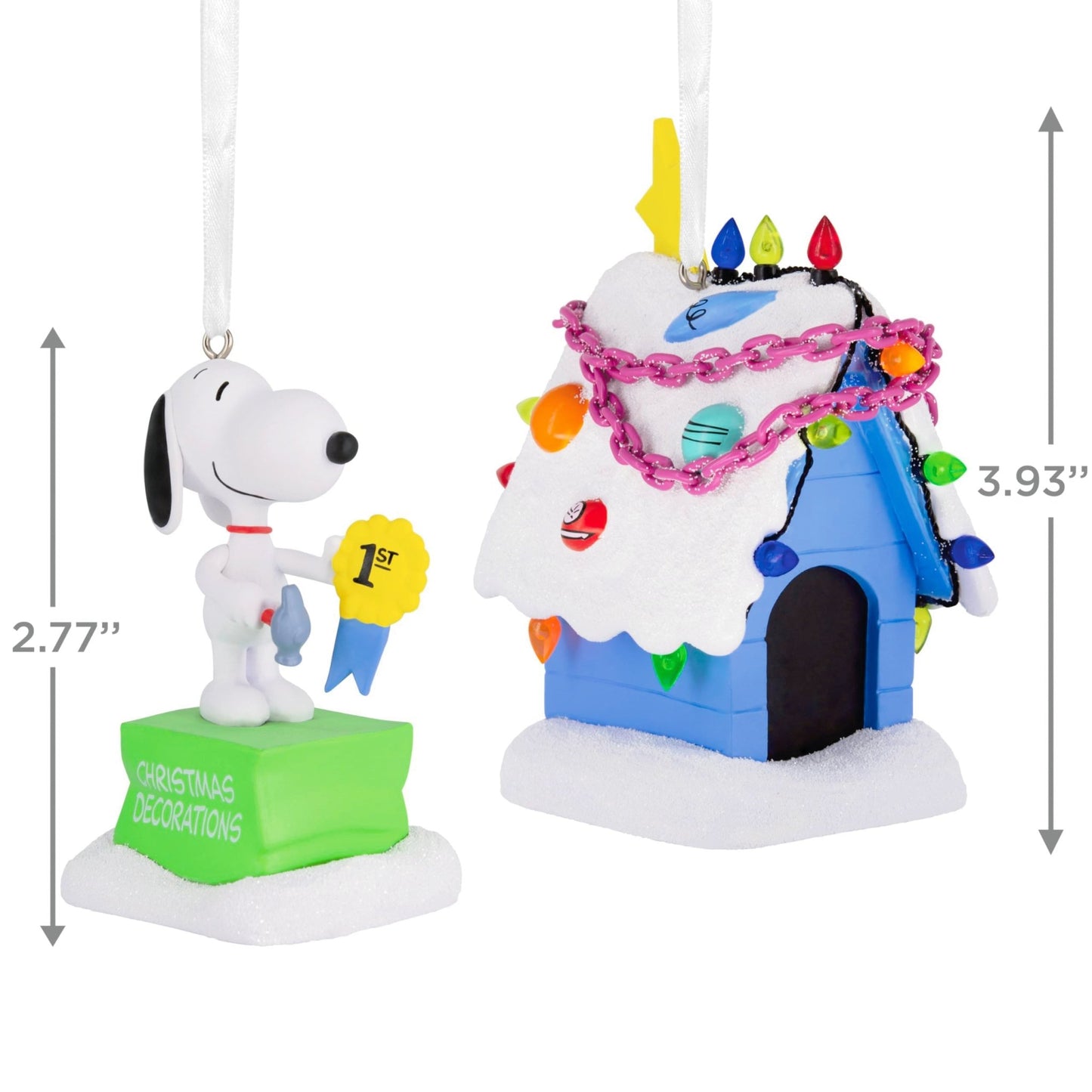 Snoopy and Doghouse Peanuts Hallmark Ornaments, Set of 2