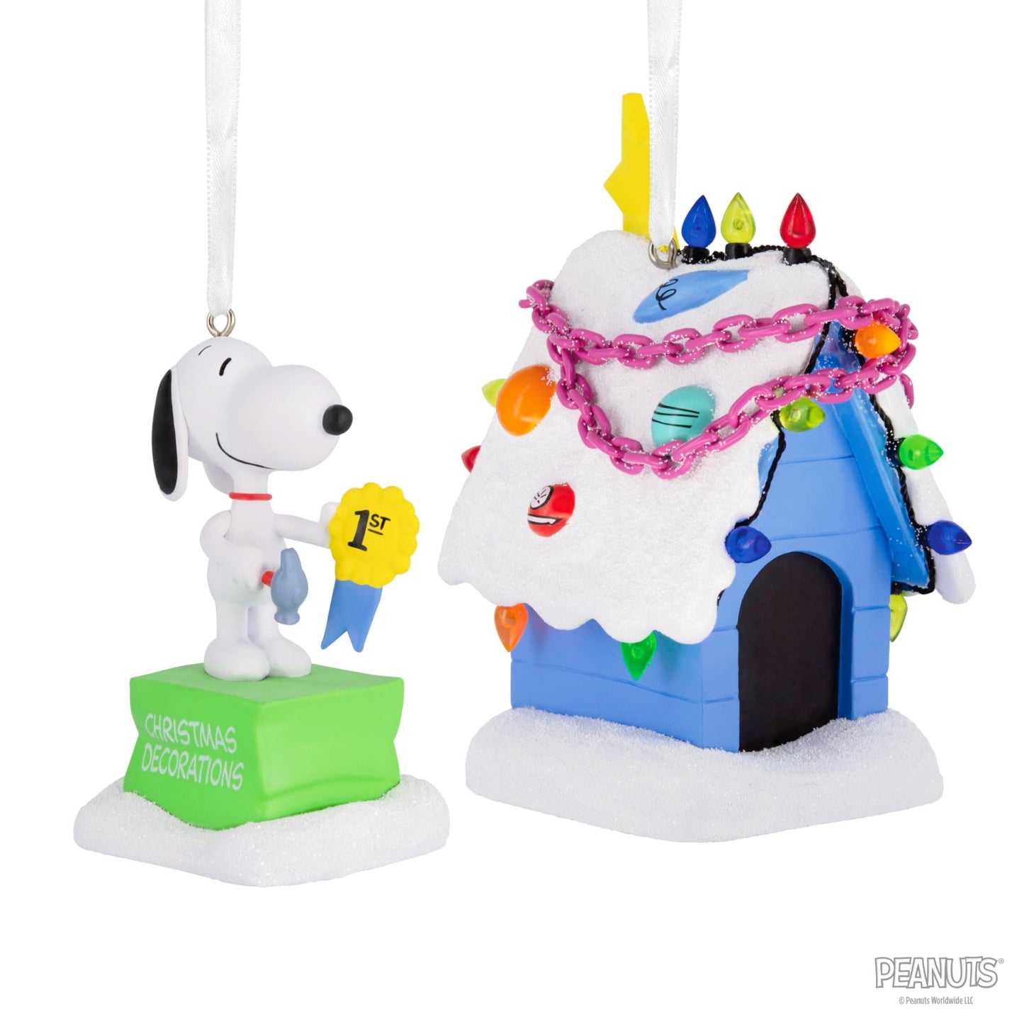 Snoopy and Doghouse Peanuts Hallmark Ornaments, Set of 2