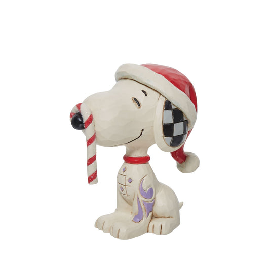 Snoopy Glitter Candy Cane Mini Figurine, 2.75 Inch