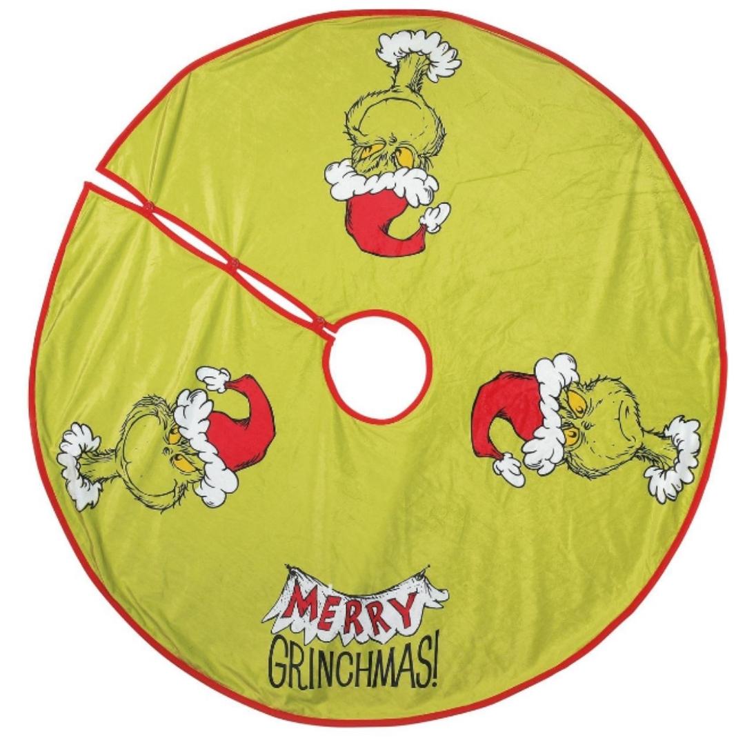 Snowpinions Dr. Seuss Merry Grinchmas Holiday Tree Skirt, 48 Inch